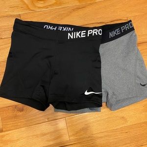 Pair of Nike Pro Shorts Small Gray and Black